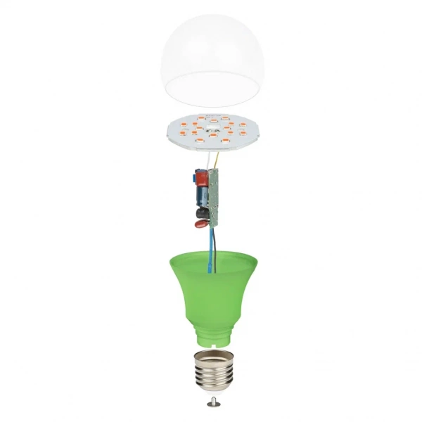 Лампа светодиодная для растений LED-A60-8W/SPSB/E27/CL PLP30GR. Спектр для рассады и цветения. ТМ ФитоЛето
